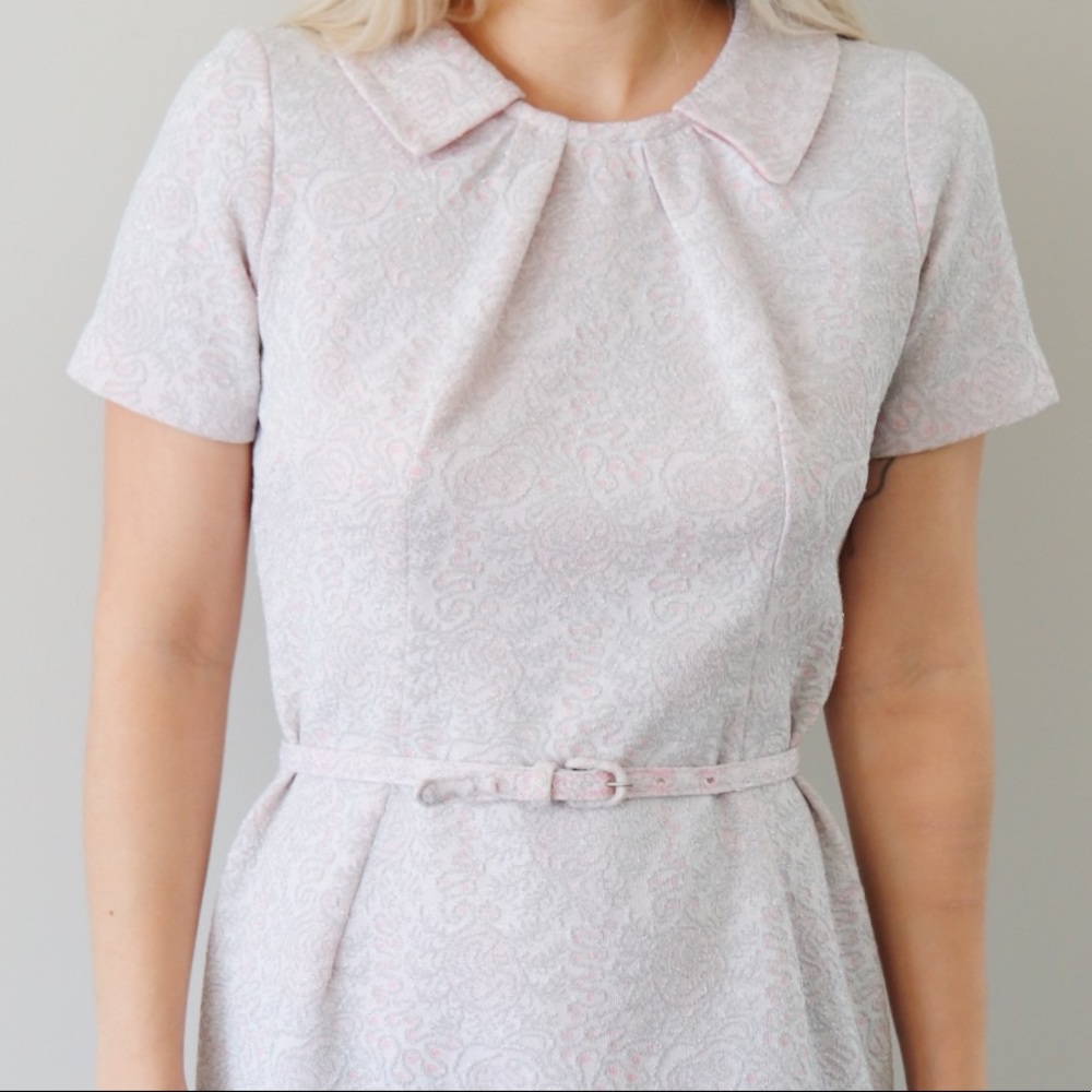 60’s Pink Mod Mini Dress with Subtle Brocade